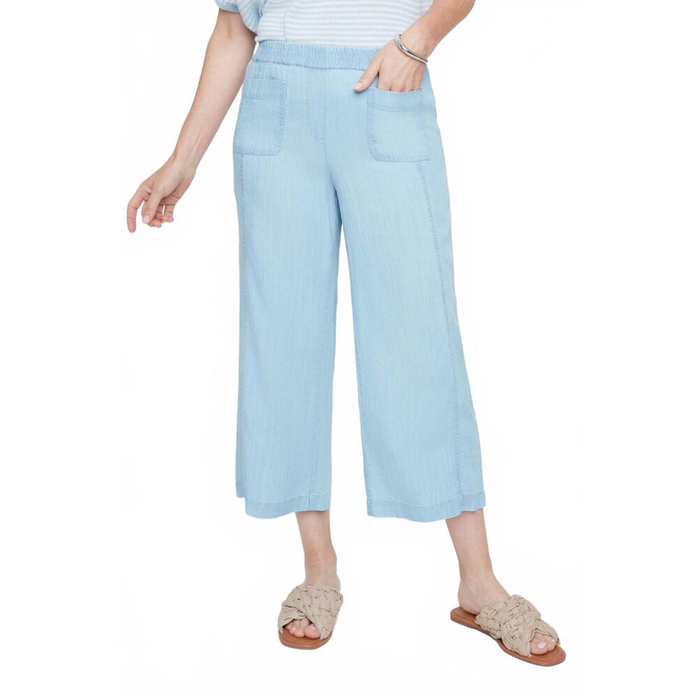 NEW RENUAR sky breeze cropped palazzo pant in chambray